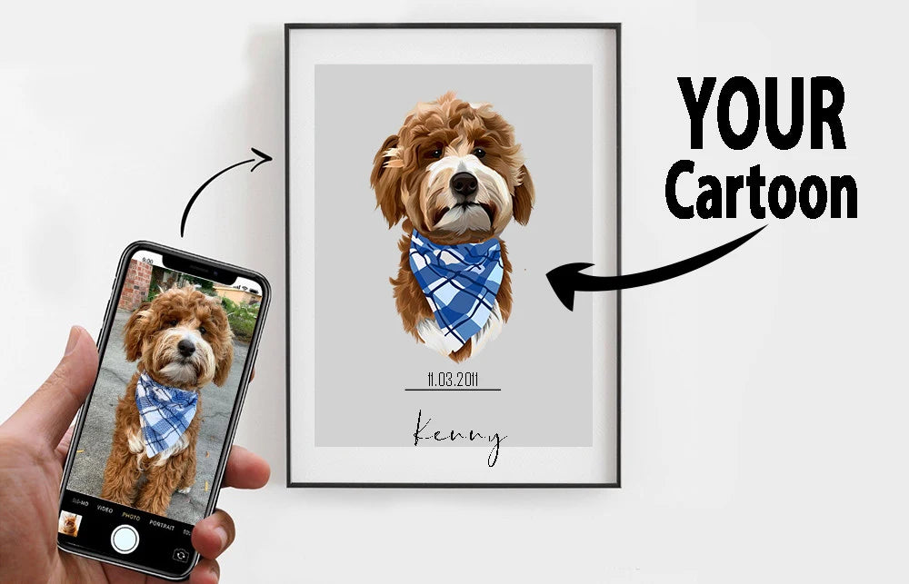 Dog cartoon on a custom dog portrait by Wofflovers